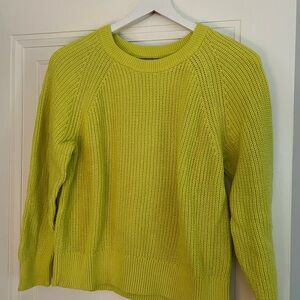 J. Crew Green Ribbed Cotton Crew Neck Sweater Sz M
